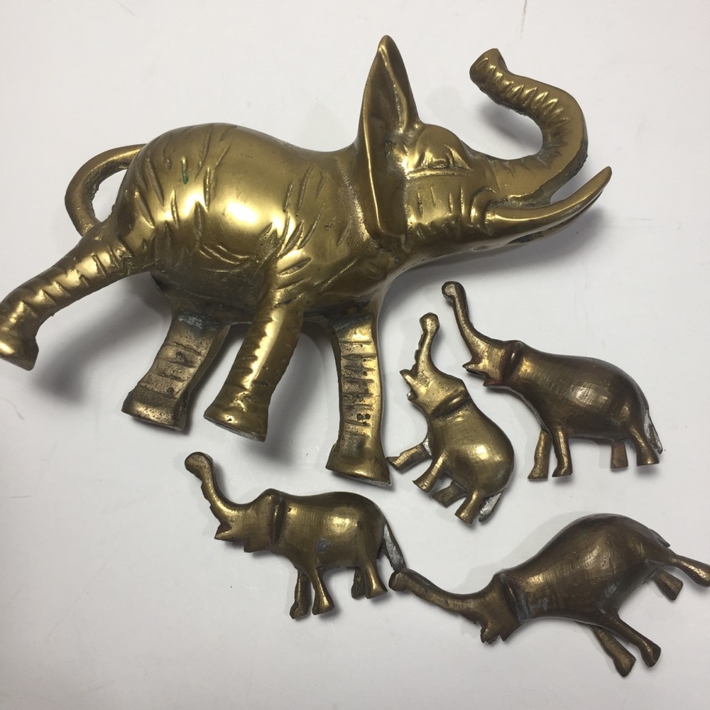 Brass elephant set vintage